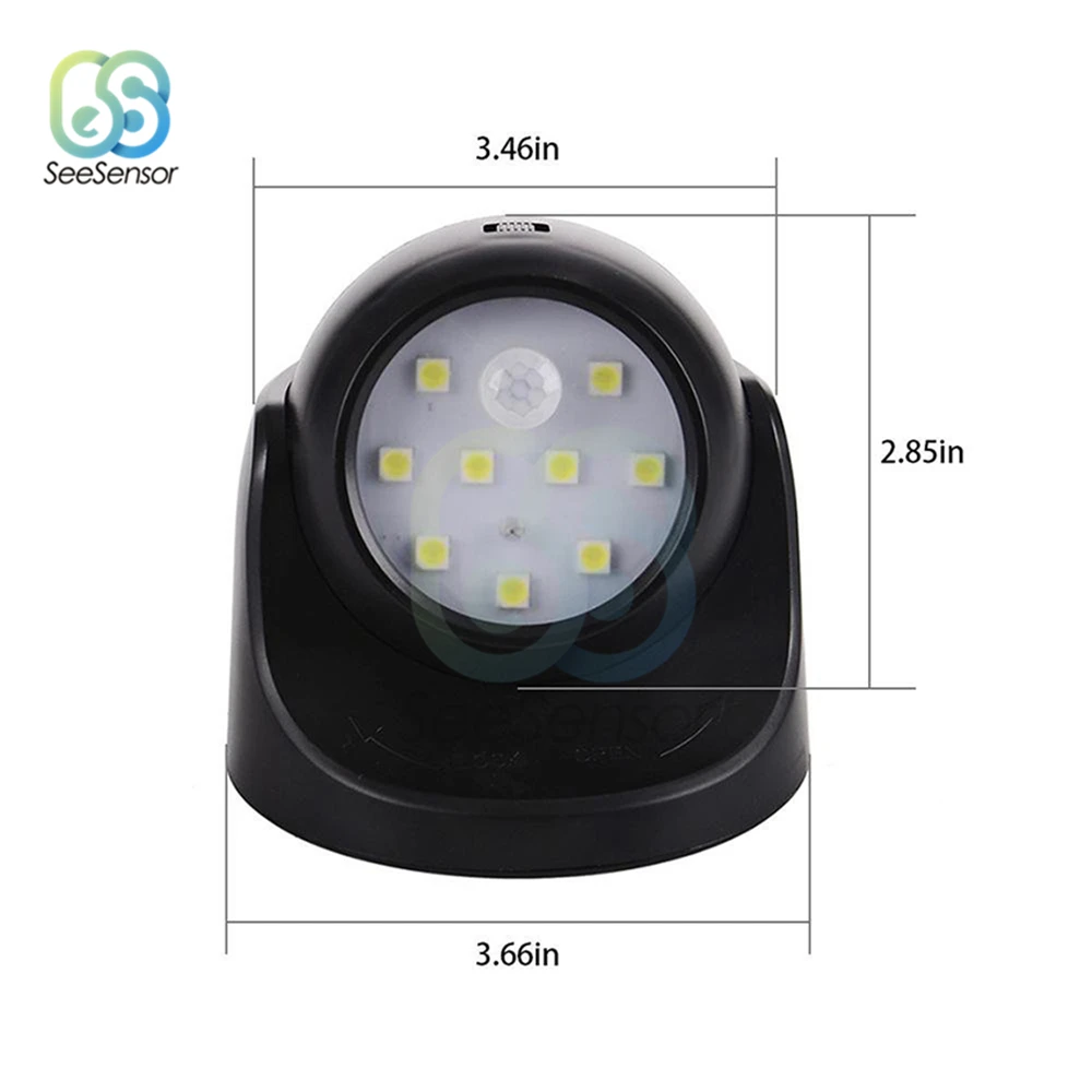 Sensore di movimento PIR luce notturna 9 Led rotazione a 360 gradi rilevatore Wireless luce notturna lampada da parete accensione/spegnimento automatico luce corridoio armadio