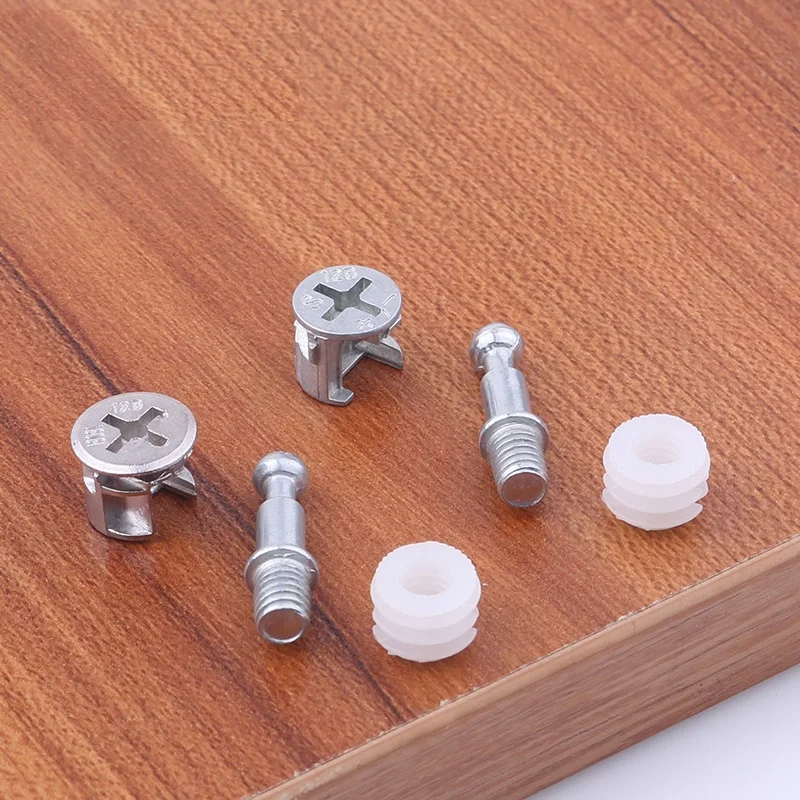 

200Pcs 12mm Thick Panel Cam Wheel Connectiong Dowel Bolt Joiner Nylon Embeded Nut Knock Down Cabinet Cupboard Assembling