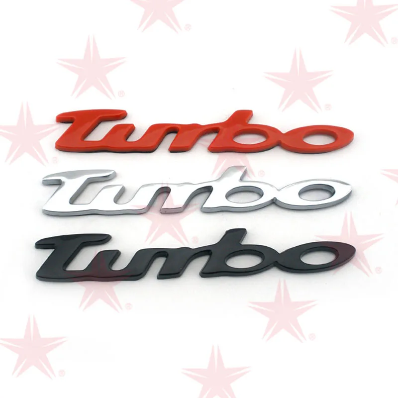 Wholesale custom self adhesive red car sticker chrome turbo emblem logo badge