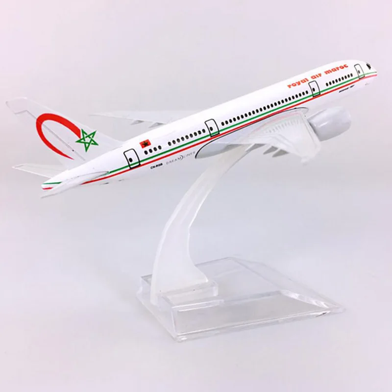 14CM 1/400 B787-800 Model Royal Air Moroccan Airlines W Base Metal Alloy Aircraft Plane Gift Kids Toy Collection