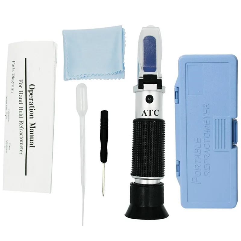 Handheld 0-32% Brix Refractometer Sugar Concentration Meter Densimeter Brix Saccharimeter Sugar Tester Fruits Grapes ATC