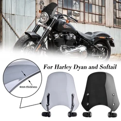 Motorcycle Windshield Wind Deflector Windscreen for Harley Dyna Softail Fat Bob FXDF Wide Glide FXDWG FXDB Street Bob 2006-2019