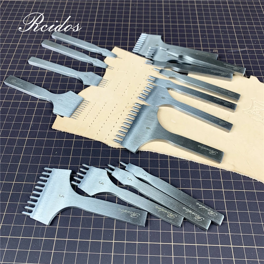 RCIDOS Hand sewing Rhombus hole Puncher,1+2+5+10 Manual rhombus Stitching hole Punching tools,Distance:3/4/5/6mm