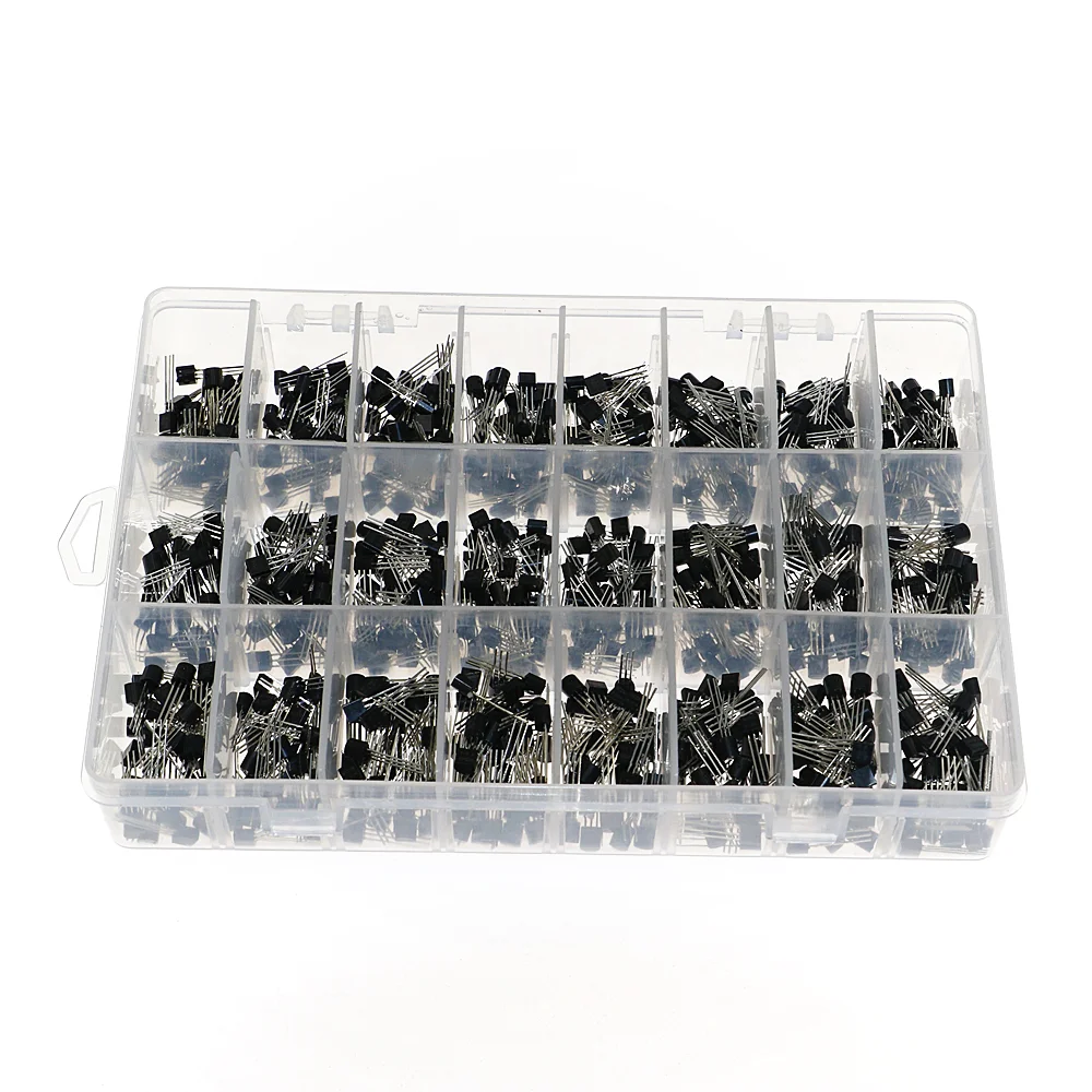 840pcs/Box 24Values TO-92 Transistor Assortment Kit BC327 BC337 BC547 2N2222 3904 3906 C945 S8050 S9014 PNP/NPN transistors pack