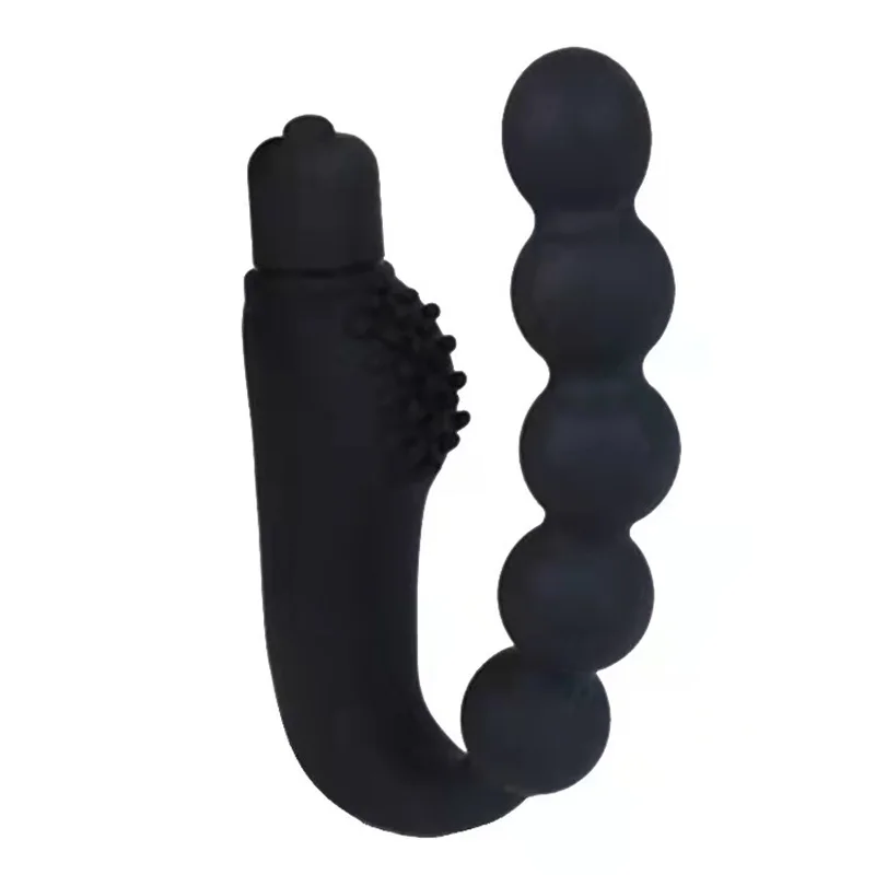 

Moonuo Silica Black Anal Plug Pull Beads Ring Vibrator Massage Wireless USB Charge Waterproof Male Masturbator Sex Toys