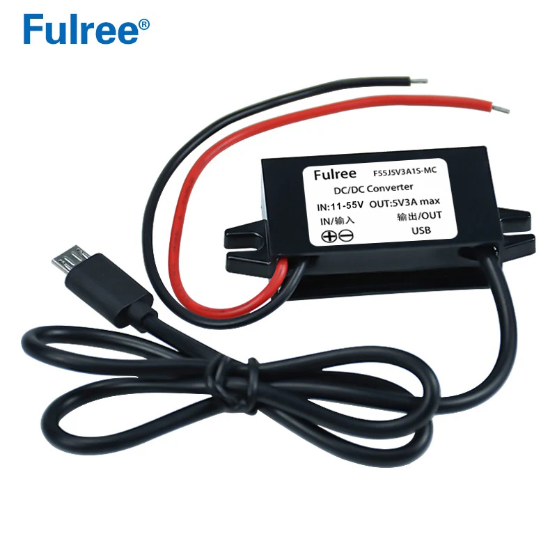 12V 24V 36V 48V to 5V Car Android Phone Charger Adapter DC Buck Power Converter Mini Micro Female USB Type-C USB-C Connector