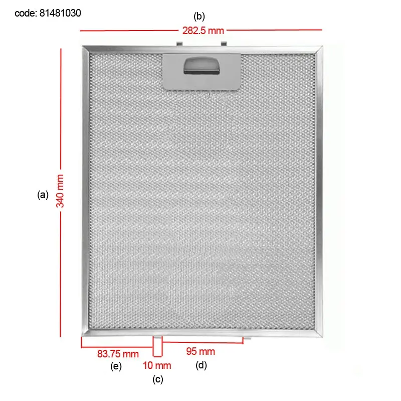 81481030 Cooker Hood Metal Grease Filter For - Teka DY90, DP90, DH90 340x280mm