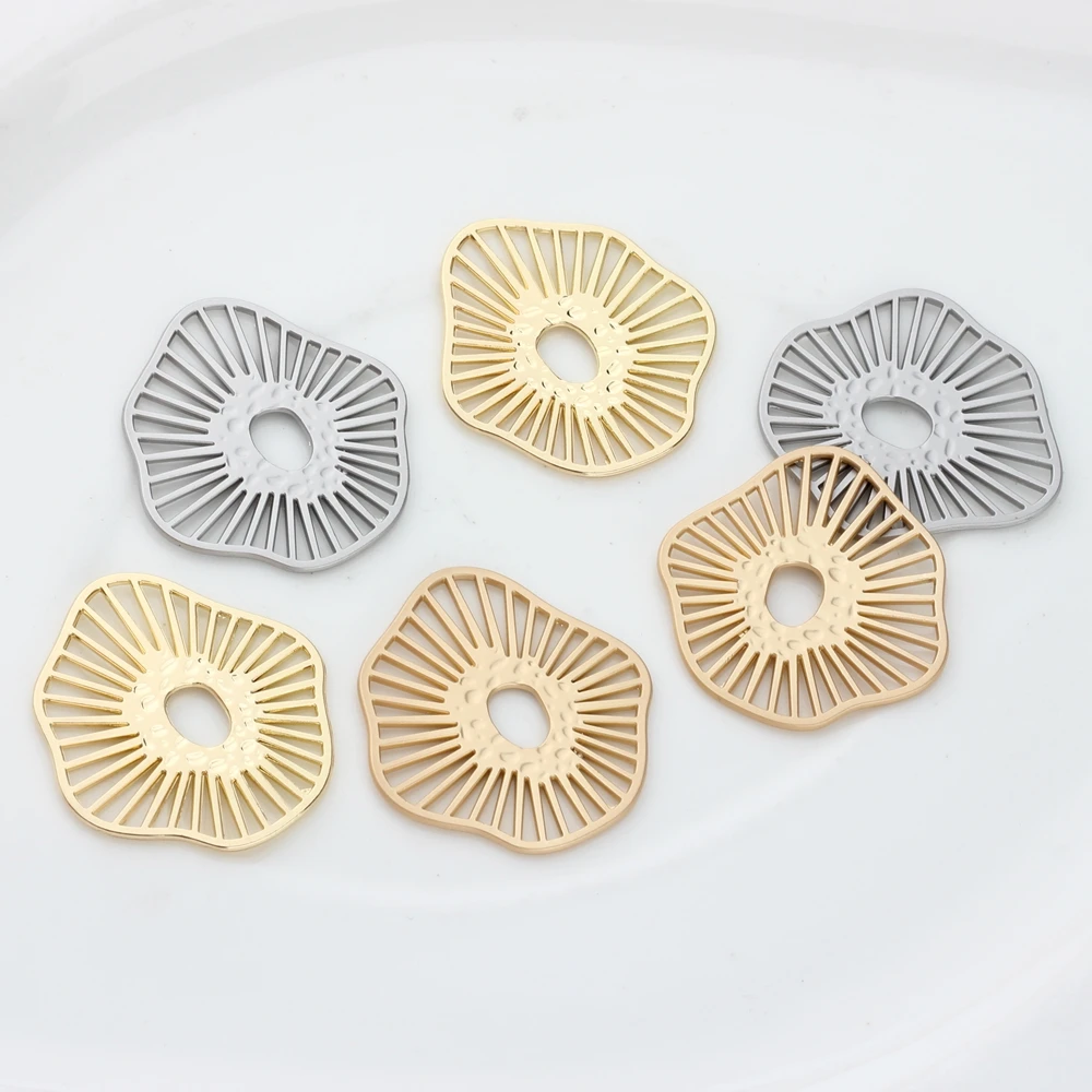 Zinc Alloy   Geometry Radiation Shape Hollow Charms 35mm 6pcs/lot For DIY Earrings Jewelry Making Accessories