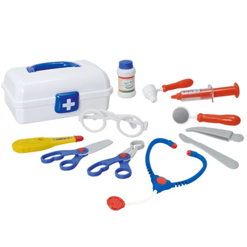 Children's family doctor first aid kit stethoscope injection set suitcase storage box role play toy