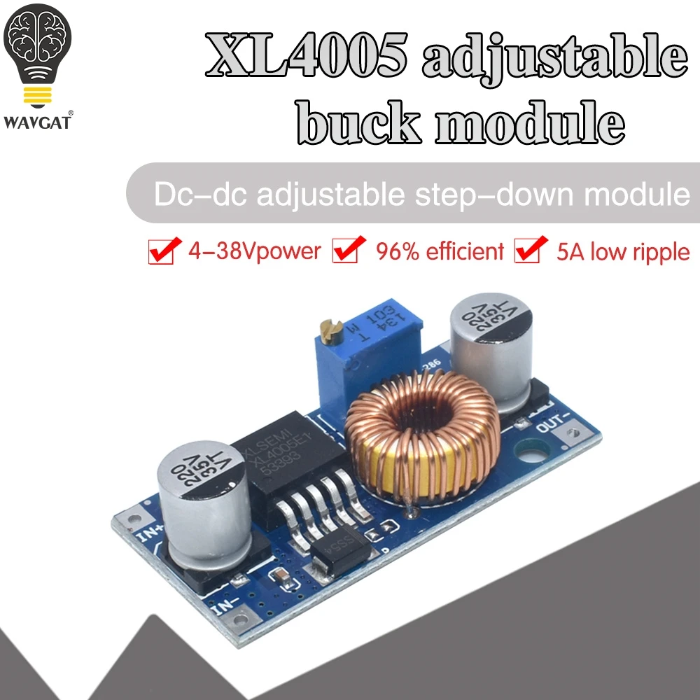 WAVGAT XL4005 DSN5000 وراء LM2596 DC-DC قابل للتعديل تنحى 5A 75W امدادات الطاقة وحدة كبيرة الحالية كبيرة الطاقة