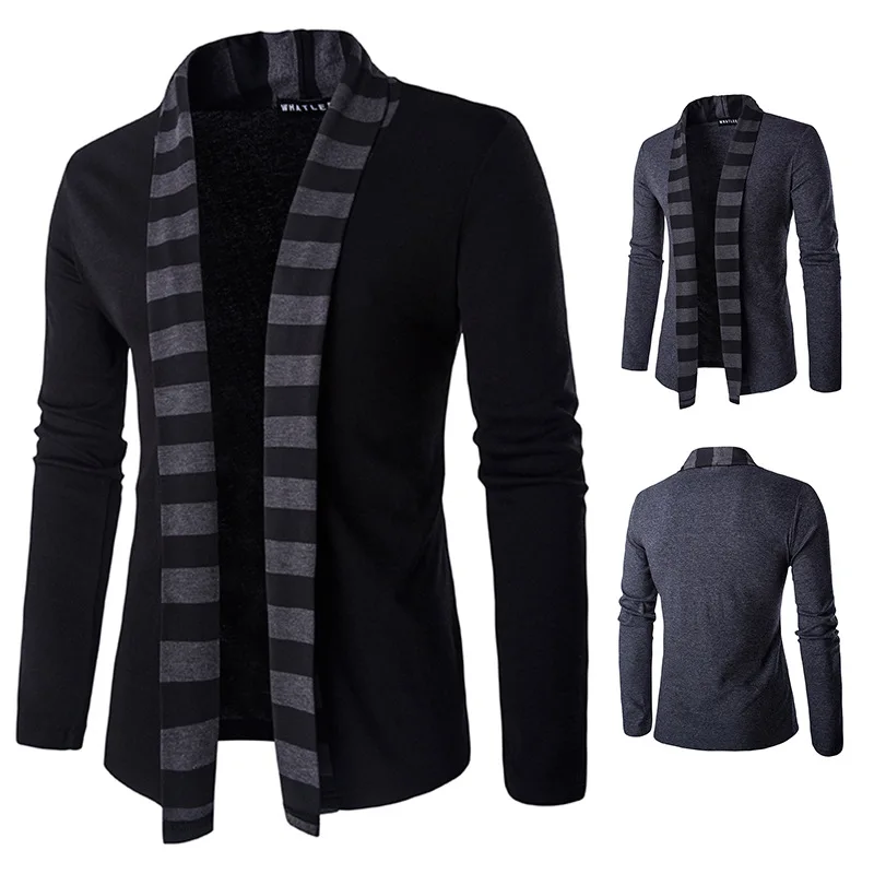 Men\'s V-neck Cotton Cardigan Homme Autumn Winter Printed Comfortable Long Sleeve De Black Clothing Casual Male Sweater Coat Pull