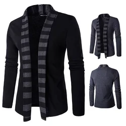 Men's V-neck Cotton Cardigan Homme Autumn Winter Printed Comfortable Long Sleeve De Black Clothing Casual Male Sweater Coat Pull