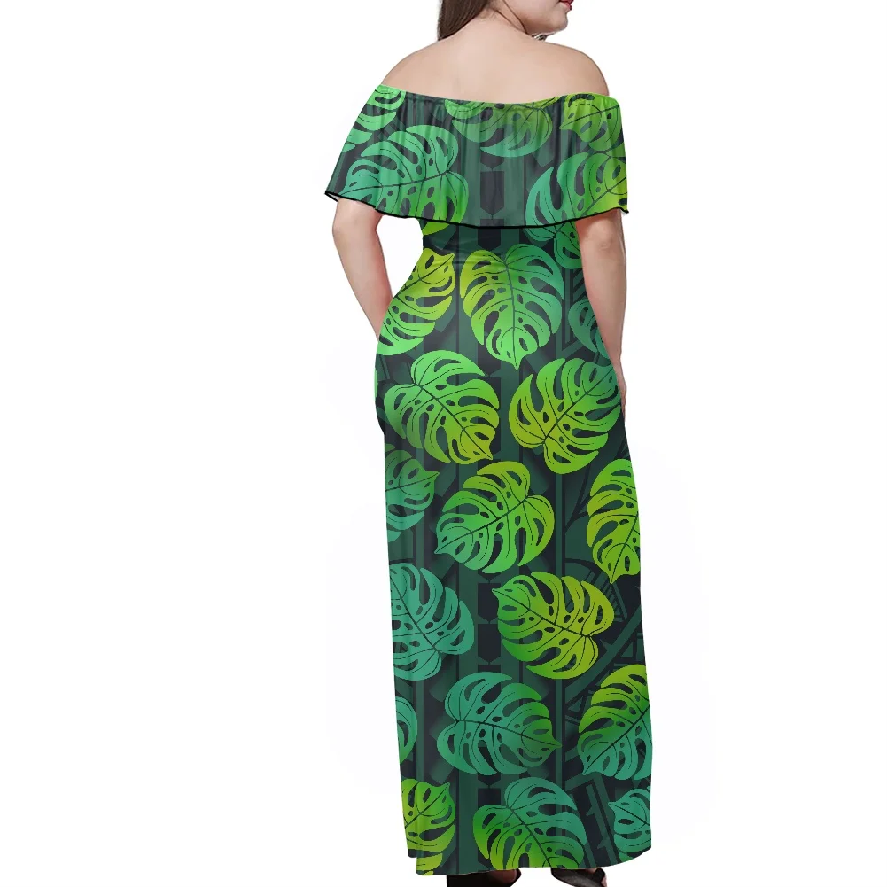 Hycool Nữ Quần Áo Thời Trang Hawaii Hoa In ĐầM Maxi LệCh Vai Không Tay Thời Trang Dài Áo Dây Đầm Vestido