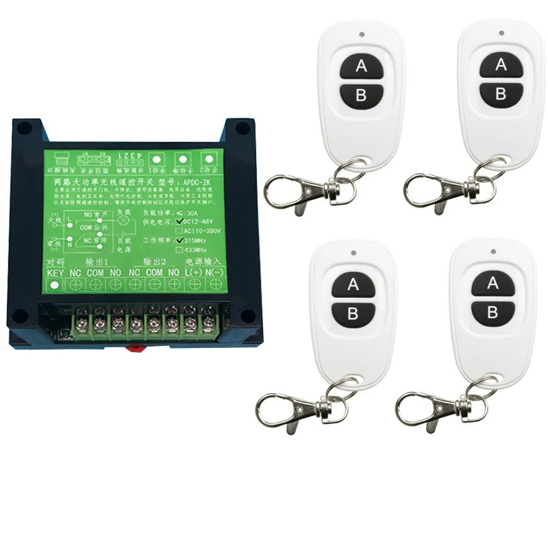 

315 433 MHz Universal Wireless Remote Control Switch DC 12V 24V 36V 48V 2CH 2 CH Relay Receiver Module RF Remote Transmitter