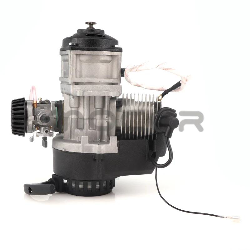 Mini motor quad de dois tempos 49cc, partida elétrica, compatível com foguete, corrente blke 25h, não incluída com cabo do acelerador