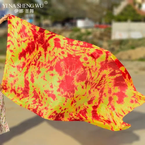 Imagen 1 del producto Velo de seda para danza del vientre para mujer, accesorios de práctica de danza, velo de 5mm 100%, chal para danza del vientre, gradiente de 250x114cm, se puede personalizar