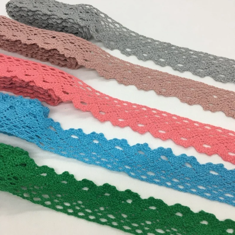 2Yards 1-6cm Crocheted Webbing Cotton Lace Trims for Handmade DIY Sewing Garments Accessories Wedding Deco Gift Floral Packing