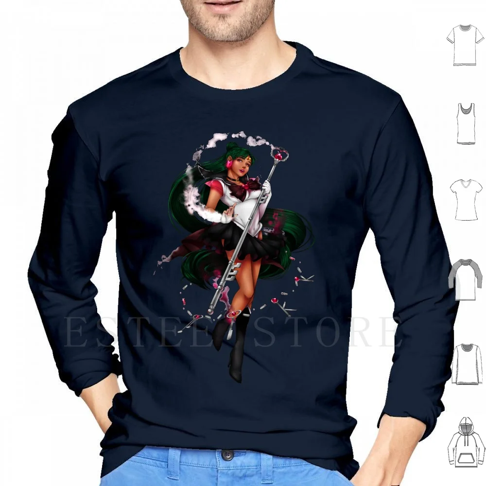 Pgsm : Semi Transform Hoodies Long Sleeve Fan Art Doujinshi Super Sailor Sailor Scouts Senshi Setsuna Meiou Pretty