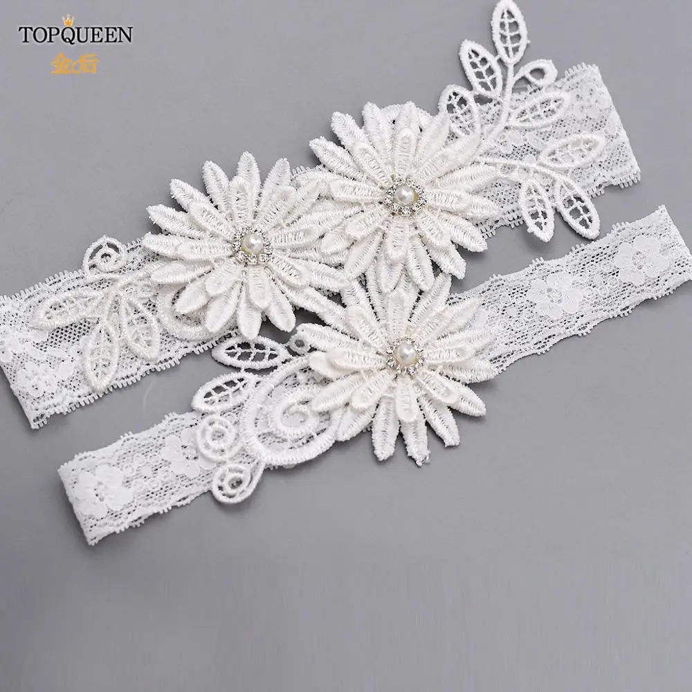 TOPQUEEN TH36 37 Fahion Soft Sexy Women Girl Lace Pearl Floral  Wedding Party Bridal Lingerie Cosplay Leg Garter Belt Suspender