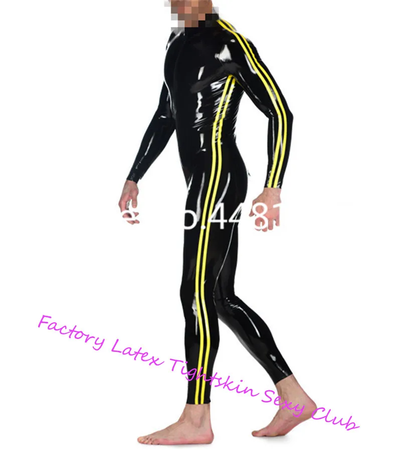 Nature Handmade Latex Zentai Suit Latex Rubber Men's Catsuit Sexy Bodysuit With Front Zip (No Sock) for Males