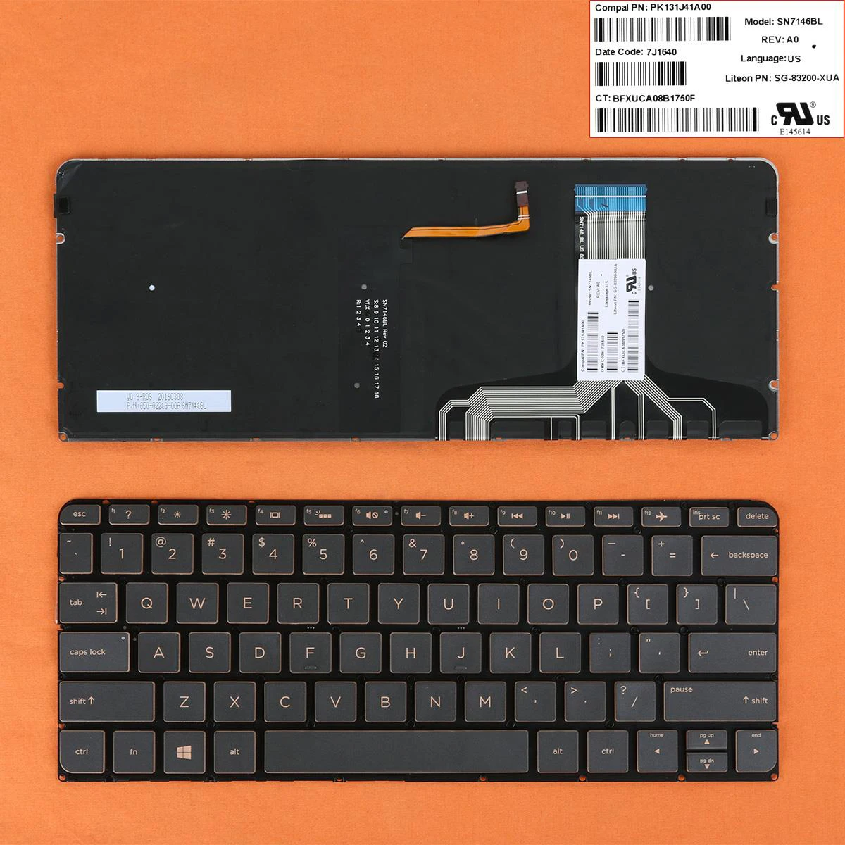 new US QWERTY Keyboard For HP 13-v151nr 13-v101dx 13-v111dx Keyboard US BACKLIT Brown