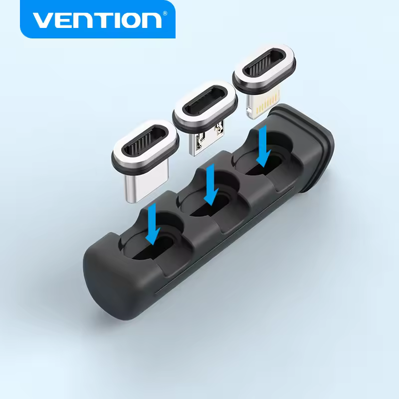Vention מגנטי תקע מקרה נייד אחסון תיבת סוג C Chagrer מתאם עבור iPhone Huawei Xiaomi מיקרו USB MFi כבל ארגונית