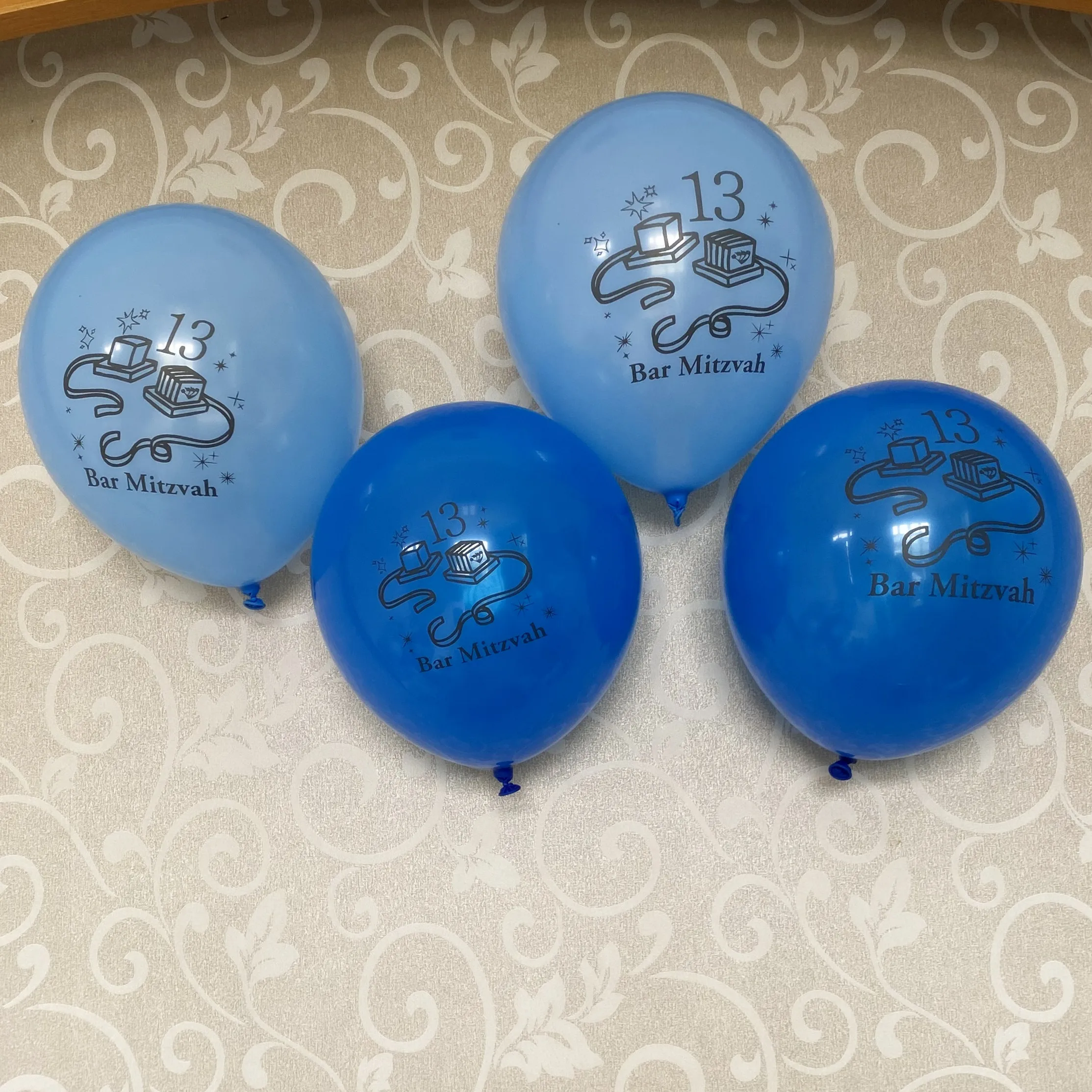 Blue Bar Mitzvah 13 balloons Boy Jewish Tefillin Latex Balloon Thirteen Birthday Party Decorations