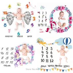 Newborn Photography Mats Cartoon Infant Baby Milestone Photo Props Background Blankets Backdrop Cloth Calendar Accessories 2021