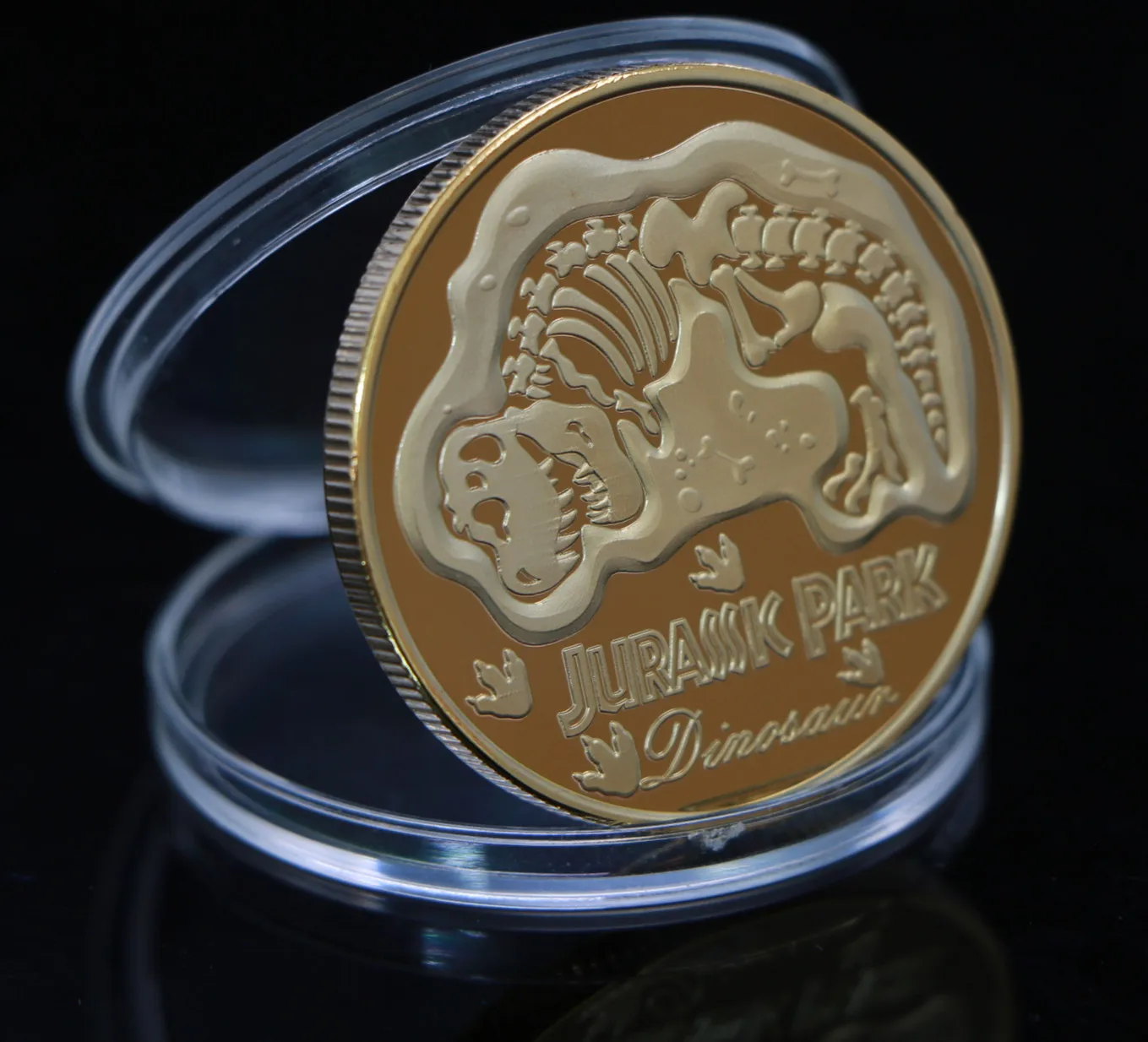 Gold Plated Coins  Jurassic Park Dinosaur Commemorative CoinCollection Birthday Christmas Business Gifts