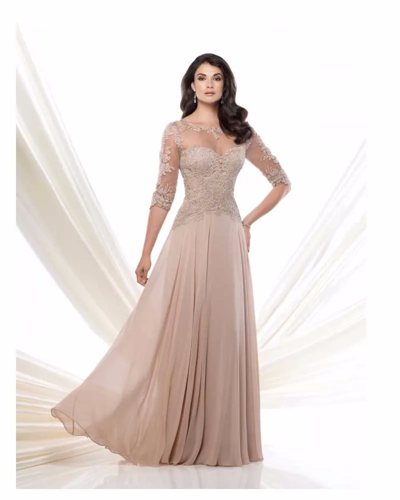 Snelle Verzending In Voorraad Prom Jassen Chiffon En Kant Applicaties Handgemaakte Kralen Half Mouwen Champagne Avondjurken