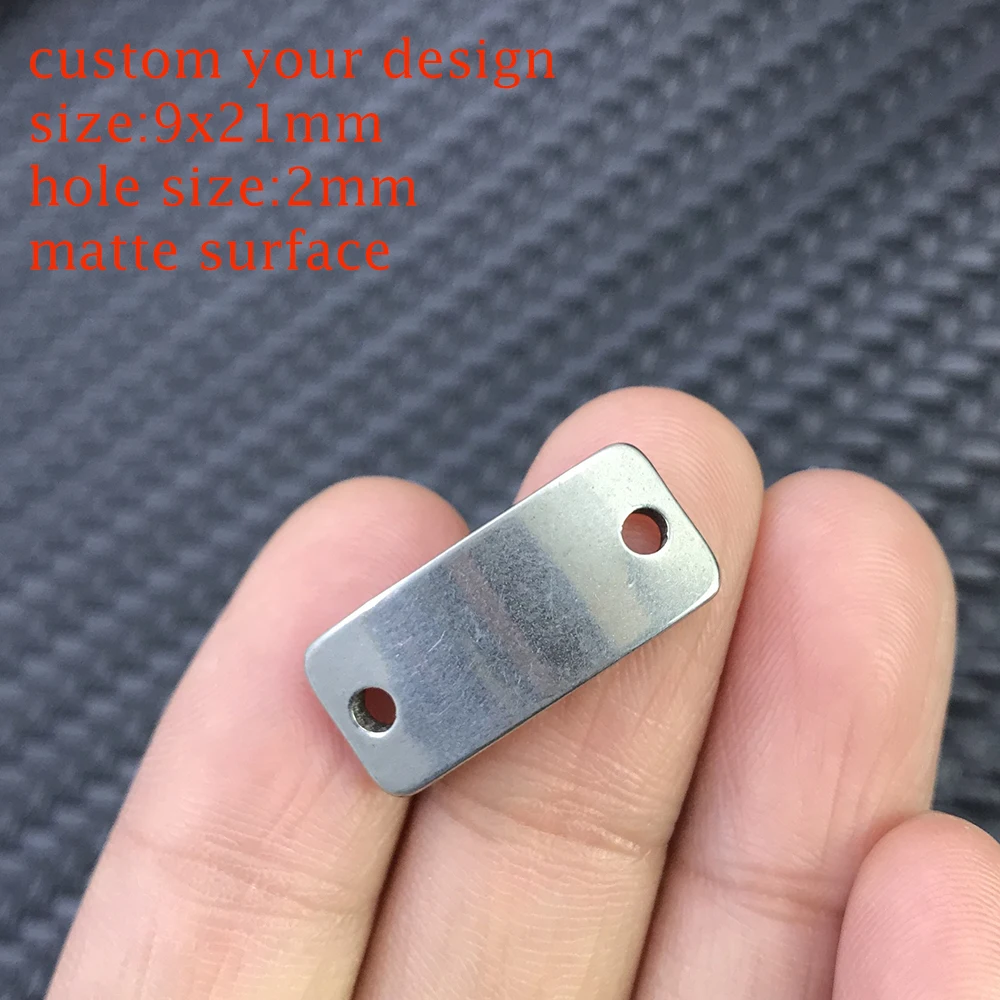 MaiLun 30 Stück Edelstahl-Rechteckverbinder, kostenlose Lasergravur, individuelles Logo oder Design, rechteckiger Anhänger, gravierbare Stange – Detail 7
