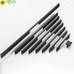 Black wardrobe door aluminum alloy handle cabinet drawer handle shoe cabinet TV cabinet handle cabinet hardware handle