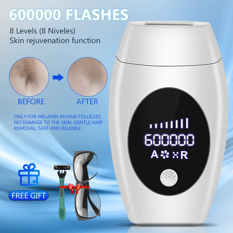 600000 Flash Chuyên Nghiệp Vĩnh Viễn Máy Tẩy Nhổ Lông Màn Hình Hiển Thị LCD Laser Triệt Lông IPL Máy Photoepilator Không Đau Depilador