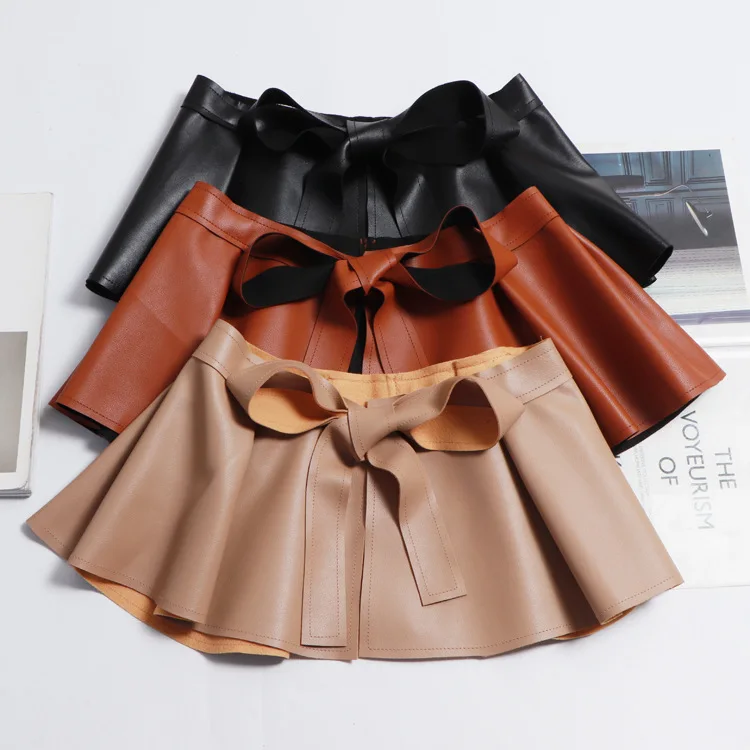 Fashion Pleated Soft Faux Leather Wide Belt Self Tie Wrap Waistband Skirt Peplum Waist Belt female Accessories