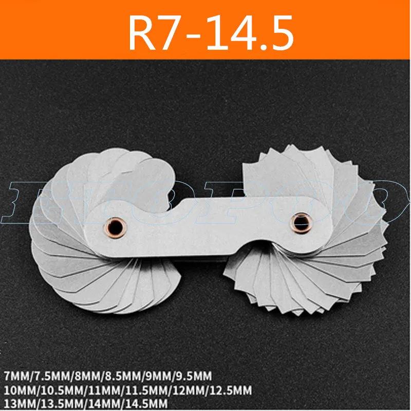 4pcs Radius Gauges Stainless Steel R1-6.5/R7-14.5/R15-25/R26-80mm Concave Convex arc Silver Tone Measuring Tools