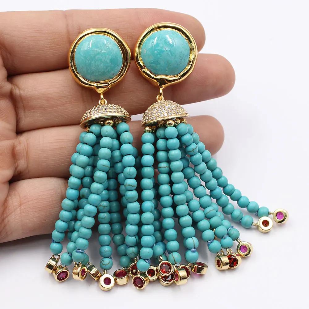 g g azul redondo turquesa brincos para mulheres cristal vermelho cz pavimentado chapeado a ouro turquesa turquoises montagem de presentes 01