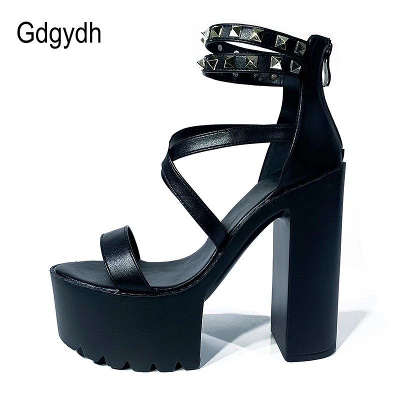 Gdgydh Nuovo Sexy Sandali Della Piattaforma Delle Donne Ultra Tacchi Alti Scarpe Moda Rivetto Scarpe Delle Signore Del Partito Piazza di Comfort del