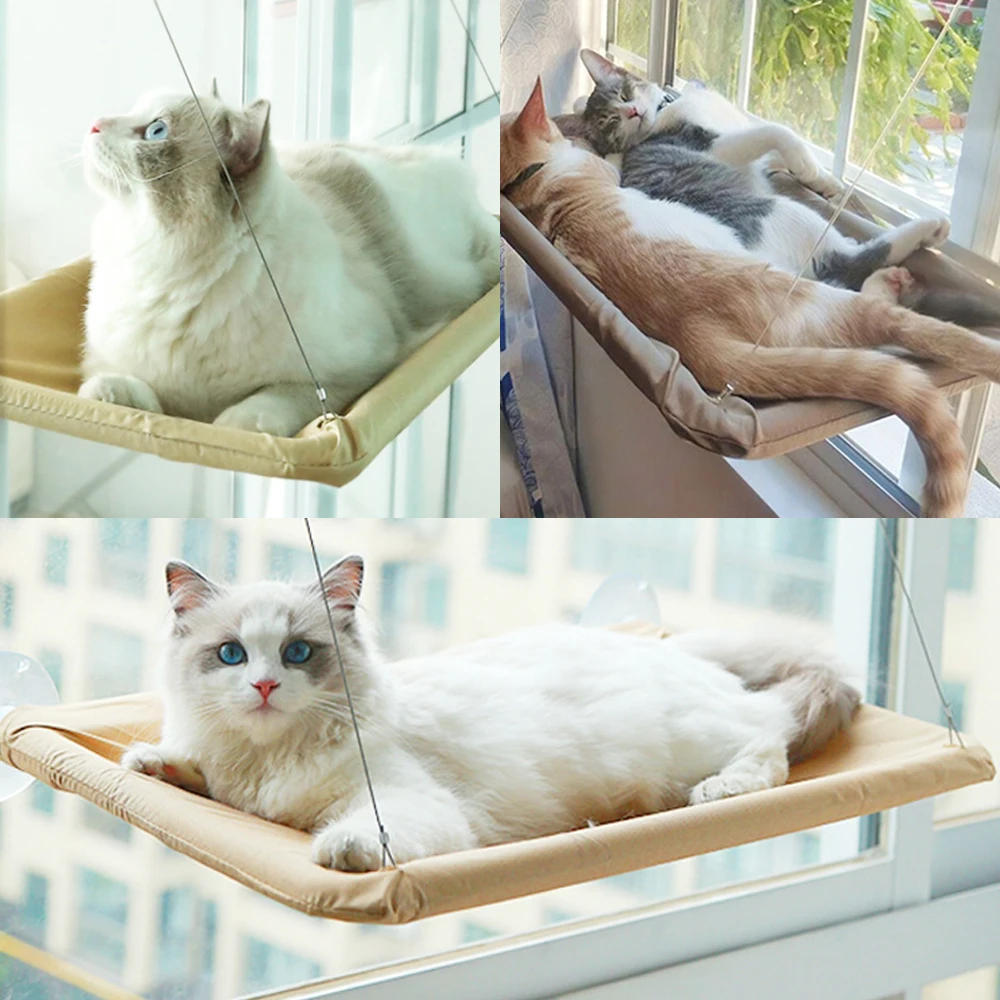 Pet Hammock Bed With Mat Shelf Seat Bed Window Hammock Comfortable and Durable For Cats Cat Hanging Beds Bearing 17.5KG