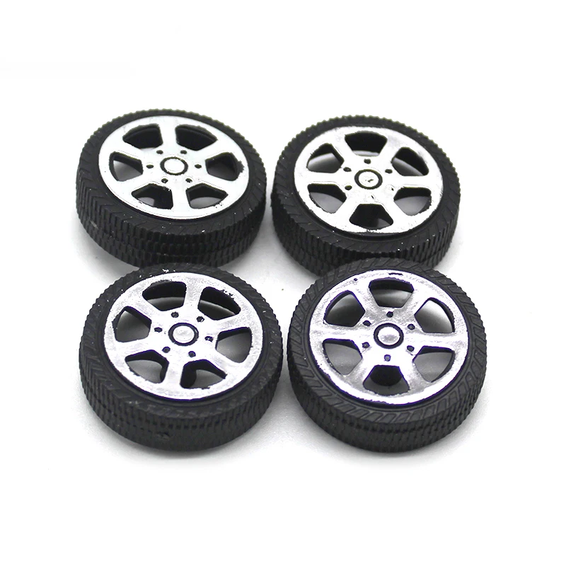 10PCS diametro 30mm simulazione ruote in plastica ruota per auto giocattolo pneumatici in miniatura pneumatici attillati per assi da 2mm modello fai