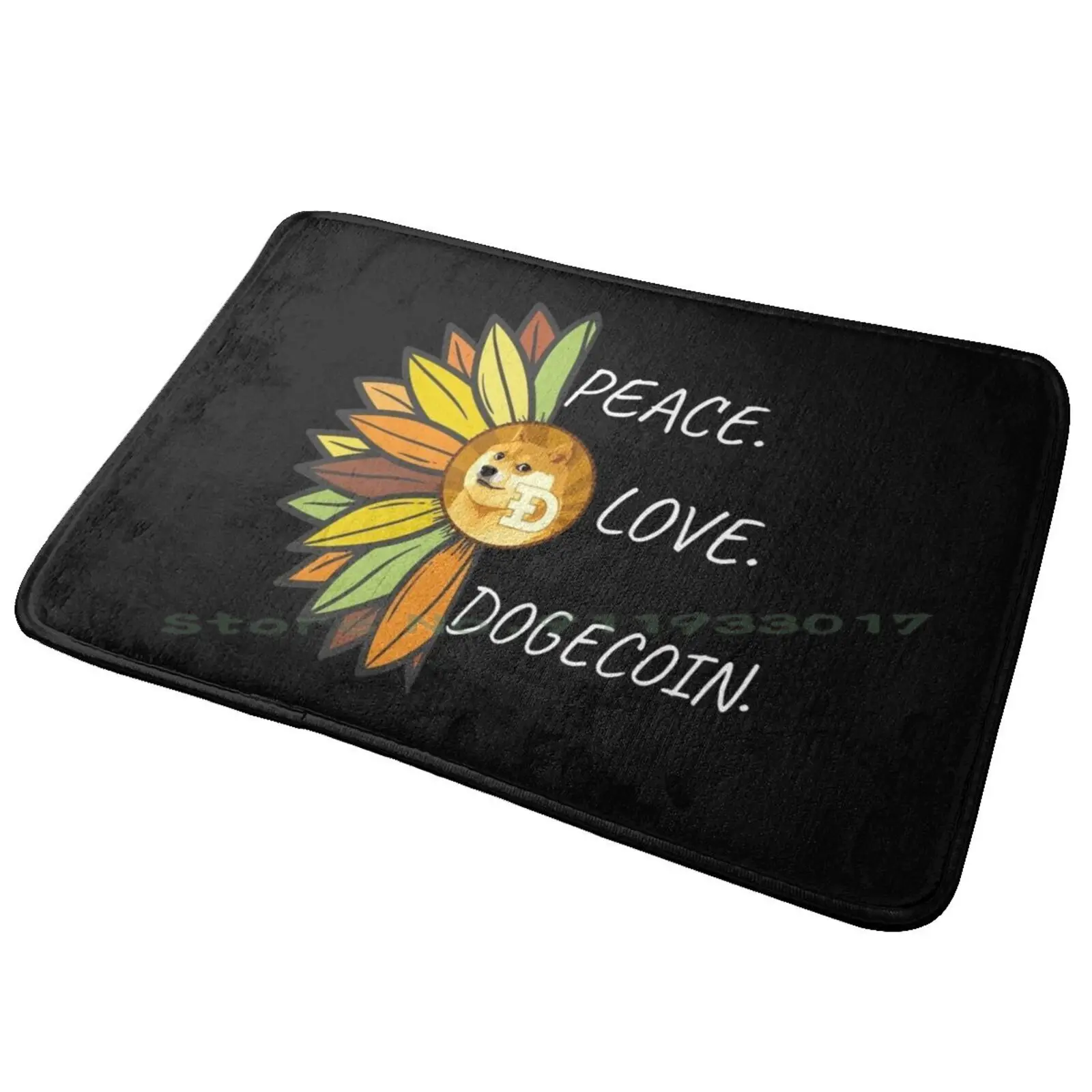 Peace. Love. Dogecoin. Entrance Door Mat Bath Mat Rug Vald Horizontal Vertical Heuss Lenfoiré Koba La D Zola Jul Ninho Gambi Rk