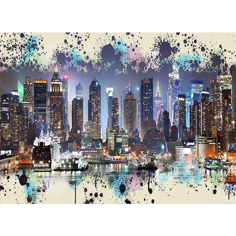 5D DIY Diamond Painting By Number Colorful New York Skyline Manhattan City Night Diamond Embroidery Cross Stitch Kits Home Decor