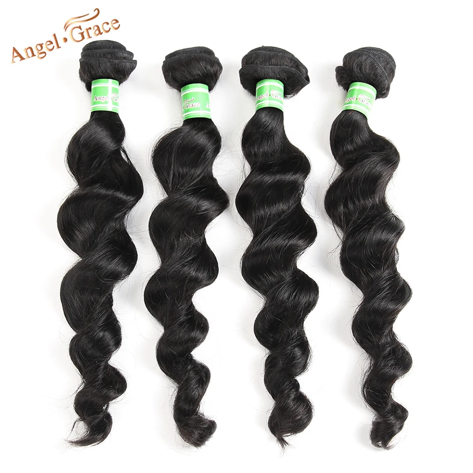 Peruvian Loose Wave Hair Bundles Deals 1/3/4 pcs/lot Angel Grace Hair Extensions 100% Remy Human Hair Weave Bundles 10-28 Inches