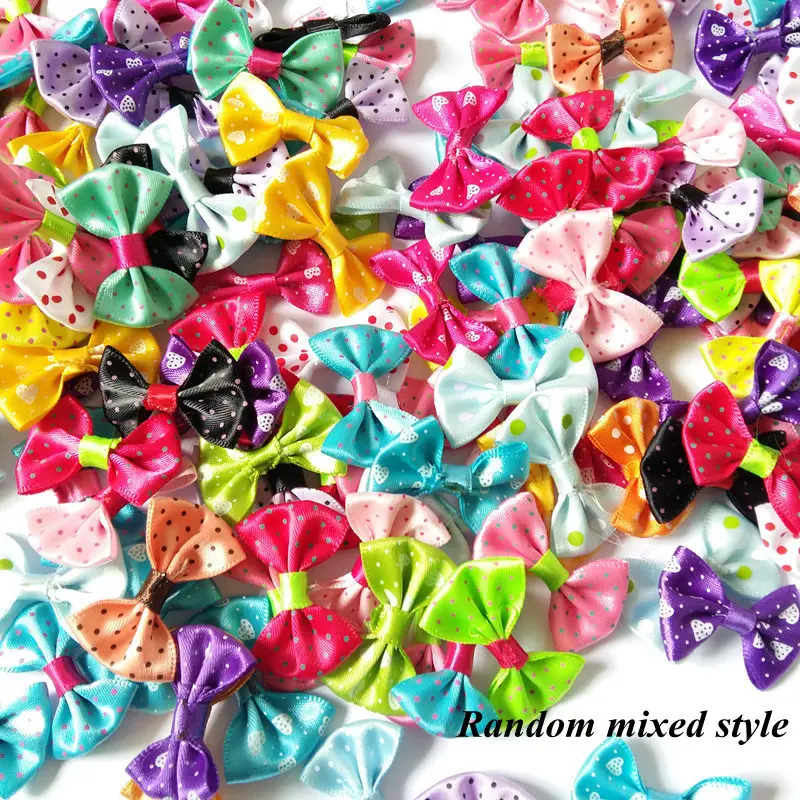 50pcs/lot Ribbon bow flowers appliquest craft lots mix Hair Accessories Wedding Scrapbooking Embellishment for Crafts Accessory