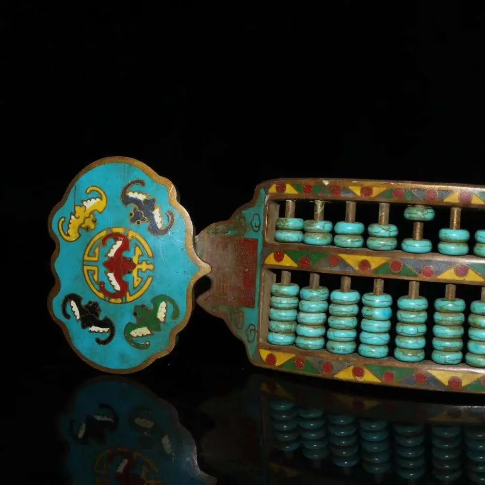 Exquisite ancient Chinese pure copper cloisonne filigree turquoise inlaid Ruyi abacus