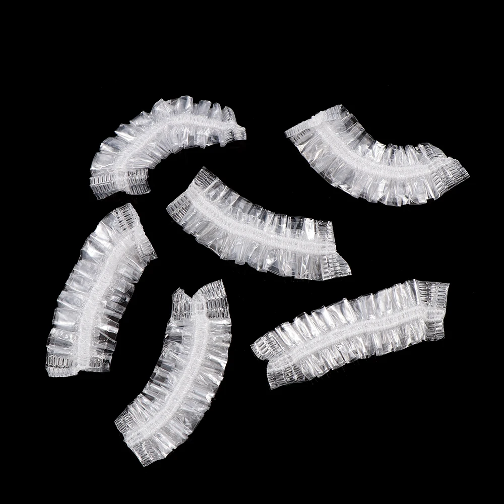 100Pcs Transparent Disposable Ear Cover Waterproof One-off Earmuffs Ear Protector Caps Plastic Bag Bath Shower Hair Dyeing Tool