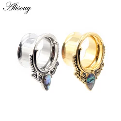 Alisouy new earrings body jewelry piercing Steel ear gauges expander plugs and tunnels with shell logo design 2pcs lot selling