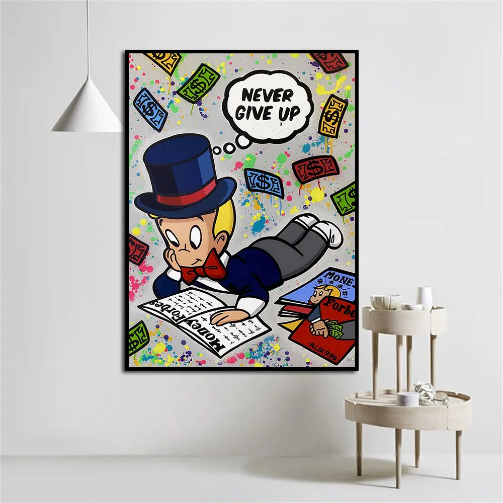 Modern cartoon pop art dollar canvas painting poster for living room home decoration