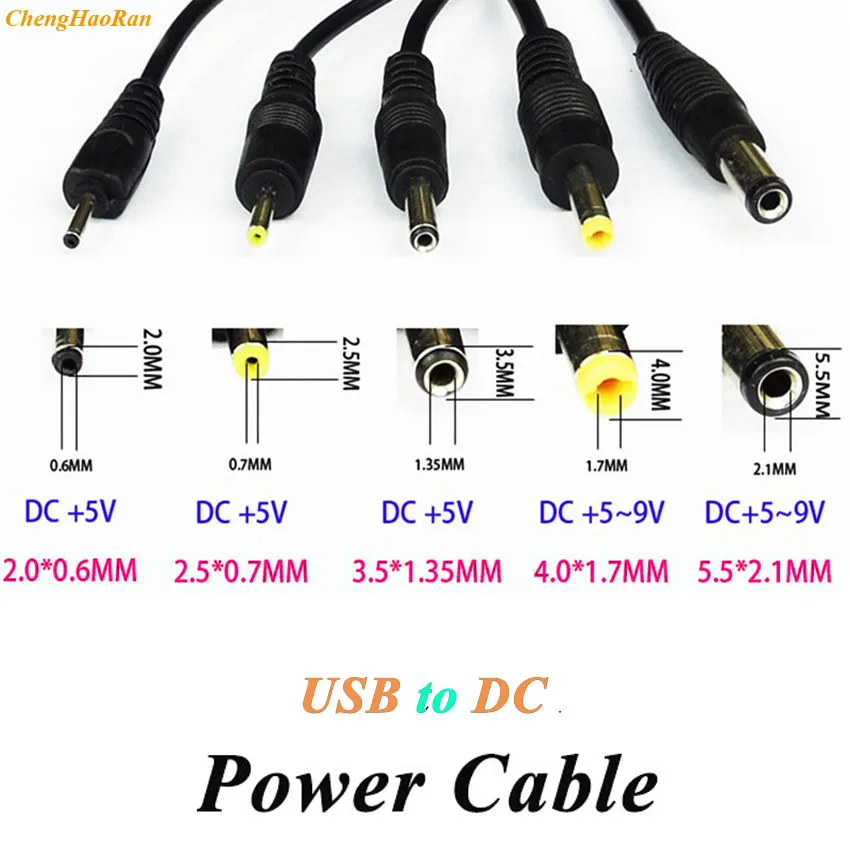 

1x USB To 5.5*2.1 2.5*0.7 4.0*1.7 mm Laptop Tablet PC Speaker DC Power Cable 5V Adapter Jack Power Charger Cable Connector