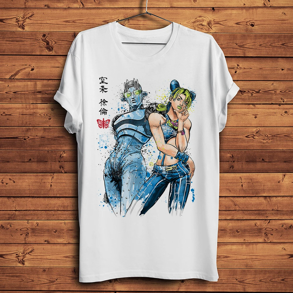 watercolor style, JoJo Adventure,Kujo Jotaro Jolyne Cujoh Giorno Giovanna,funny anime t-shirt ,men white casual tshirt unisex