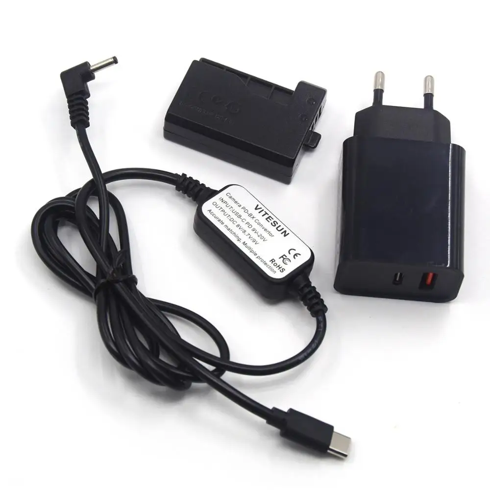 PD + Tặng Dây Cáp Sạc USB Type-C + DR-E10 LP-E10 Giả Pin Cho Máy Canon EOS 1200D 1300D 1500D x90 X80 X70 X50 T5 T6 T7